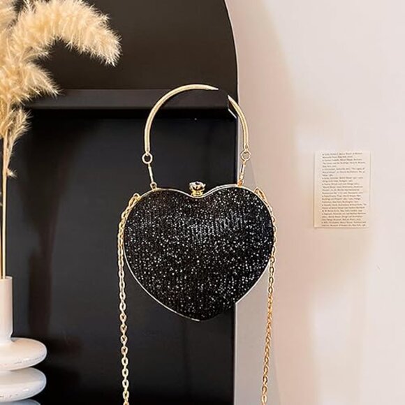 Neiman Marcus Black Heart Clutch Purse